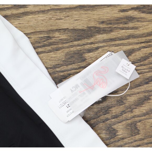 NWT Mimi Flamingo Layered Solids Brooke High Waist Swim Bottom Black / White 6 - Picture 6 of 7